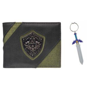 Legend of Zelda Shield Bifold Wallet with Master Sword Keychain
